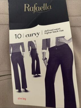 NWT Rafaella Curvy Fit Taupe Beige Straight-Leg Dress Pants Size 10